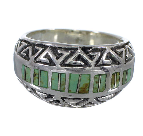 Sterling Silver Water Wave Southwestern Turquoise Ring Size 8-1/2 AX83719